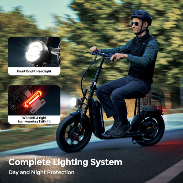 El-scooter til voksne iScooter F7, 16" vinterdæk, foldbar, sort