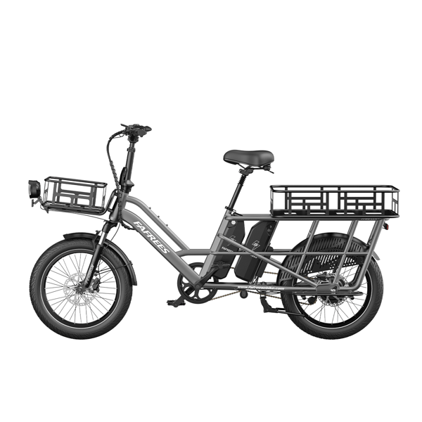 FAFREES FF20 CUV Familjelast-elcykel Dubbla 15Ah-batterier, Longtail Elcykel, Grå