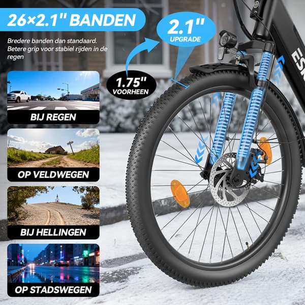 Elcykel til bybrug Eskute C100 Plus, pendler til voksne, sort