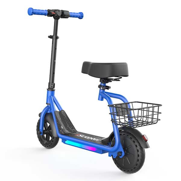 iScooter iK7 Elscooter för barn med säte och korg, blå
