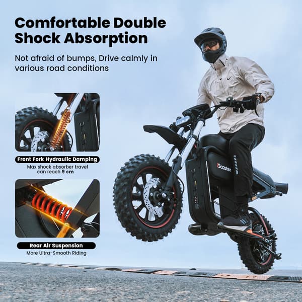 iScooter DX5 Max Elscooter, 52V 20Ah, 17” terrängdäck, Svart