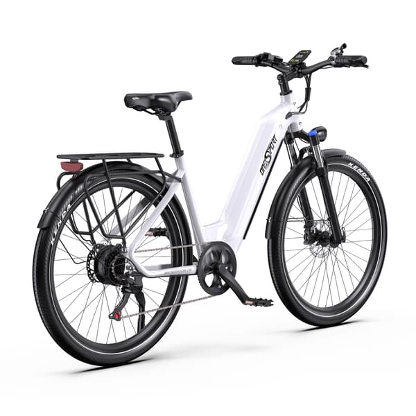 El-bycykel OneSport OT05, 27,5", support-app, Vit