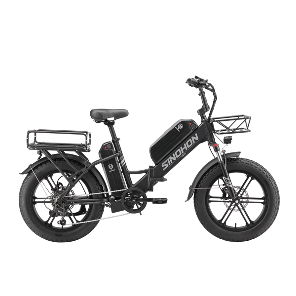 Elcykel SINOHON Delivery, Dubbla batterier Långfärdsleverans E-cykel, Svart