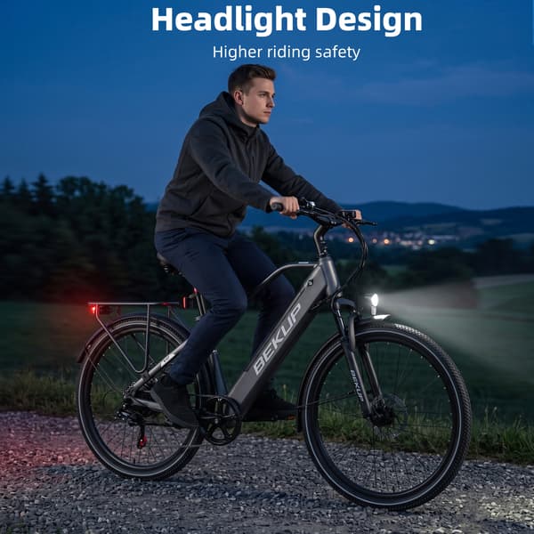 Hybrid Elcykel BEKUP V2, 26\" Mid-Step Ramme, Grå