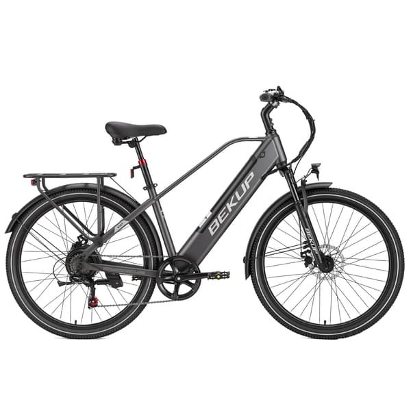 Hybrid Elcykel BEKUP V2, 26\" Mid-Step Ramme, Grå