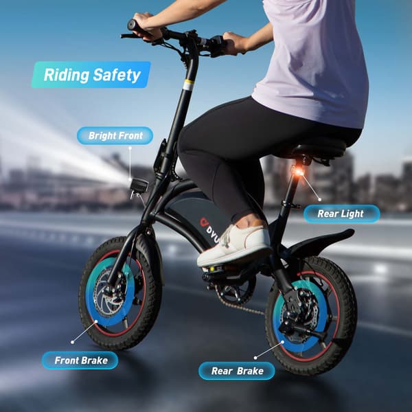 DYU D3S 14\" Mini Sammenklappelig El-cykel, 36V 10Ah, Sort