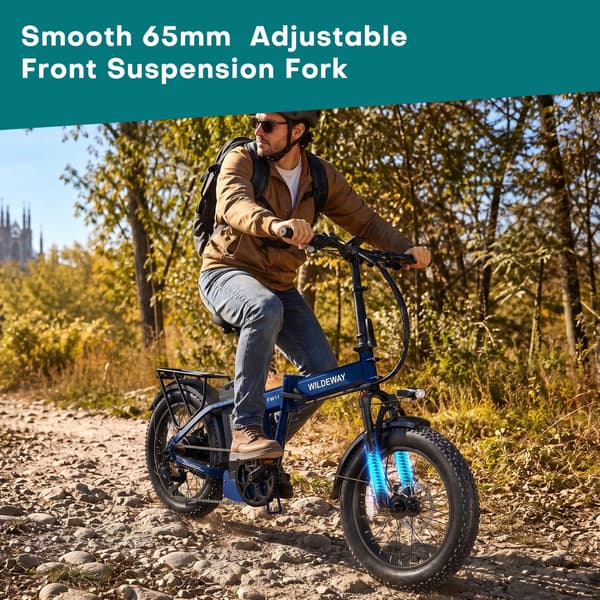 Vikbar elcykel Wildeway FW11, 1680 Wh, 20\" Fat Tires, Blå