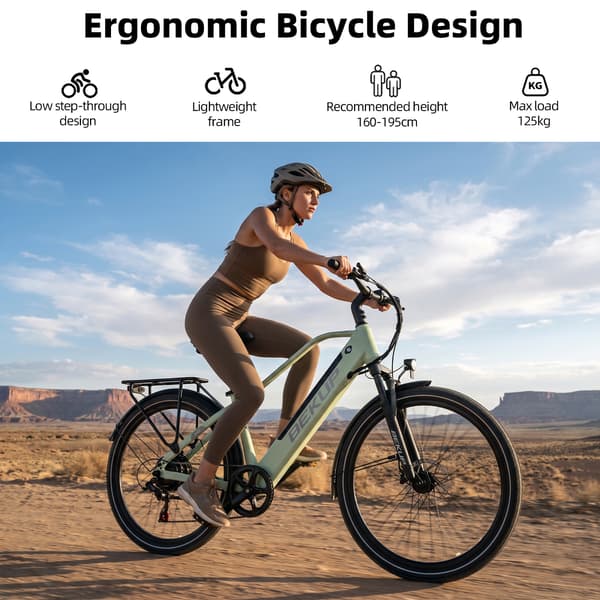 Hybrid Elcykel BEKUP V2, 26\" Mid-Step Ramme, Grøn