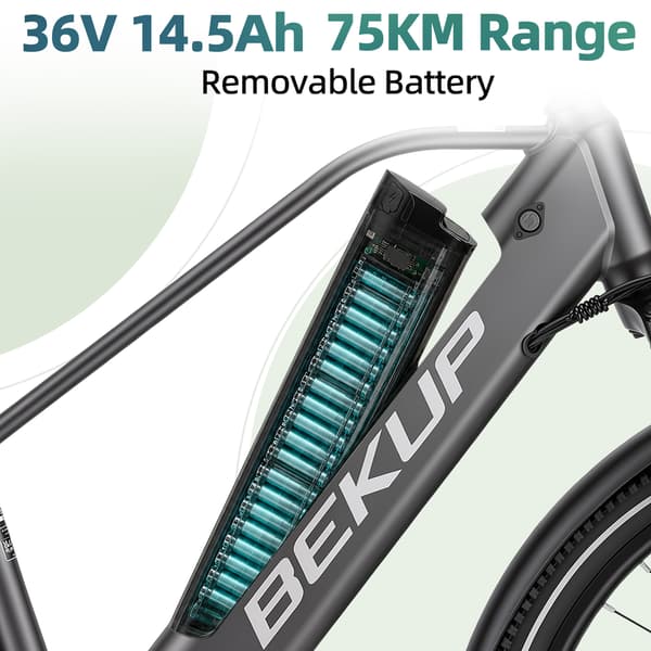 Hybrid Elcykel BEKUP V2, 26\" Mid-Step Ramme, Grå