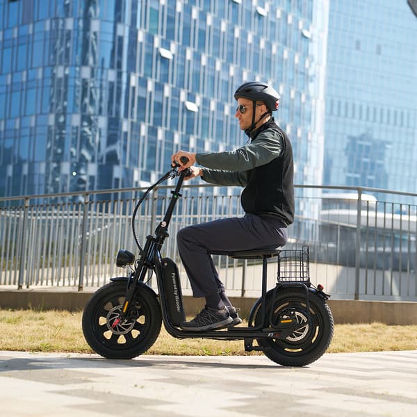 El-scooter til voksne iScooter F7, 16" vinterdæk, foldbar, sort