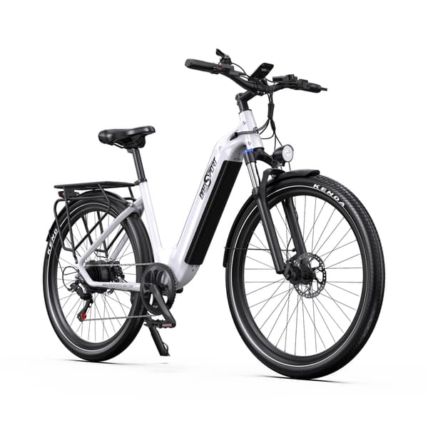 El-bycykel OneSport OT05, 27,5", support-app, Vit