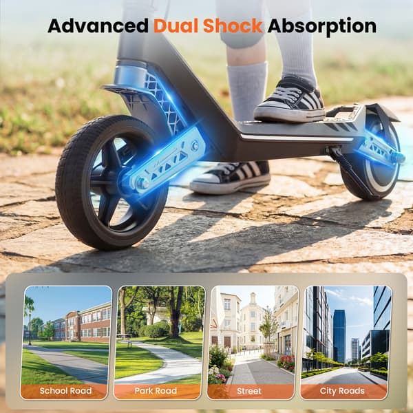 iScooter K6 Kids Electric Scooter, LED Display, Adjustable Height, Bluetooth Speaker, Foldable Lightweight, Orange