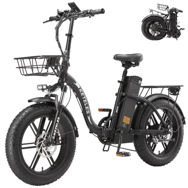 Sammenklappelig Fat Tire Elcykel KETELES KF9, 20\" x 4.0\", 48V 35Ah, Sort