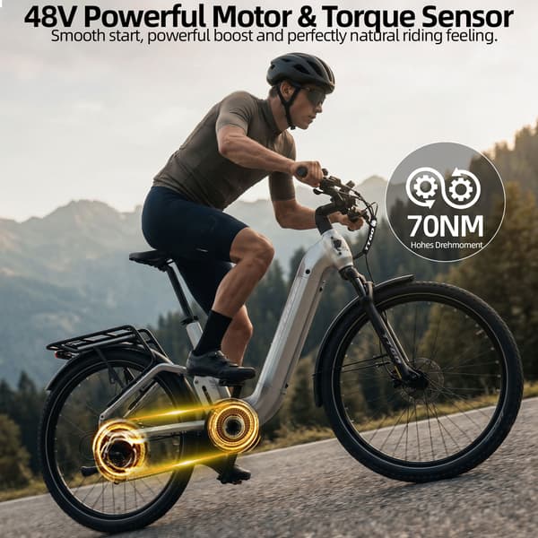 TTGO E-SUVO Elcykel, 48V 15Ah Momentsensor, 27.5” Urban & Terräng, Silver