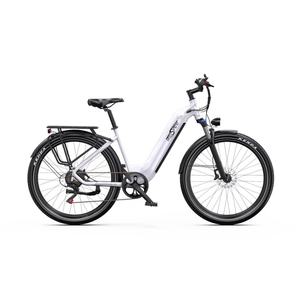 El-bycykel OneSport OT05, 27,5", support-app, Vit