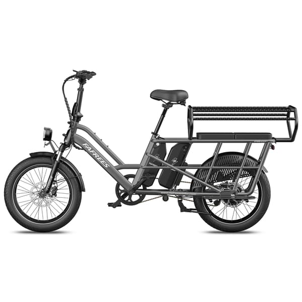 FAFREES FF20 CUV Familjelast-elcykel Dubbla 15Ah-batterier, Longtail Elcykel, Grå
