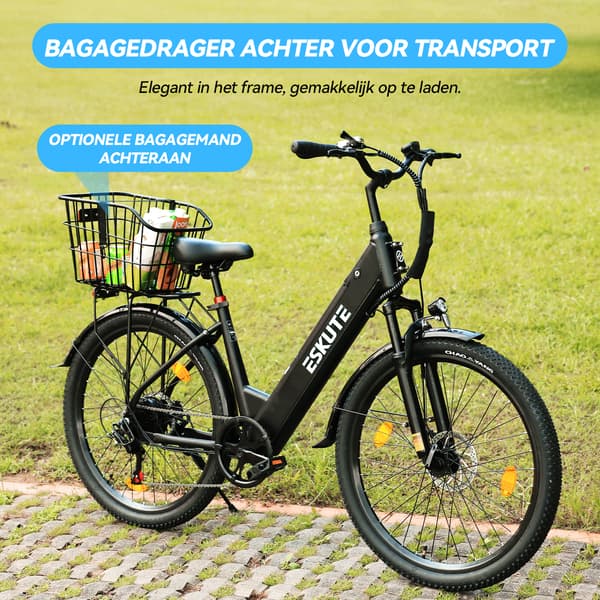 Elcykel til bybrug Eskute C100 Plus, pendler til voksne, sort