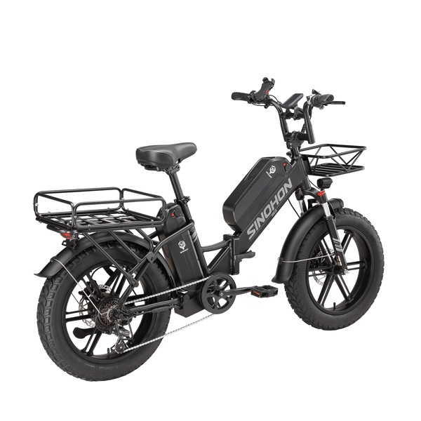 Elcykel SINOHON Delivery, Dubbla batterier Långfärdsleverans E-cykel, Svart
