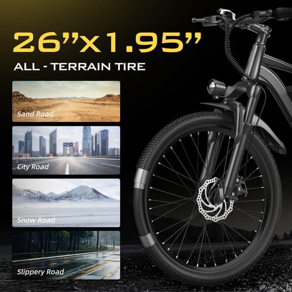 Elcykel 26\" Mairide Q7, 36V 10Ah, 7-gear, Sort