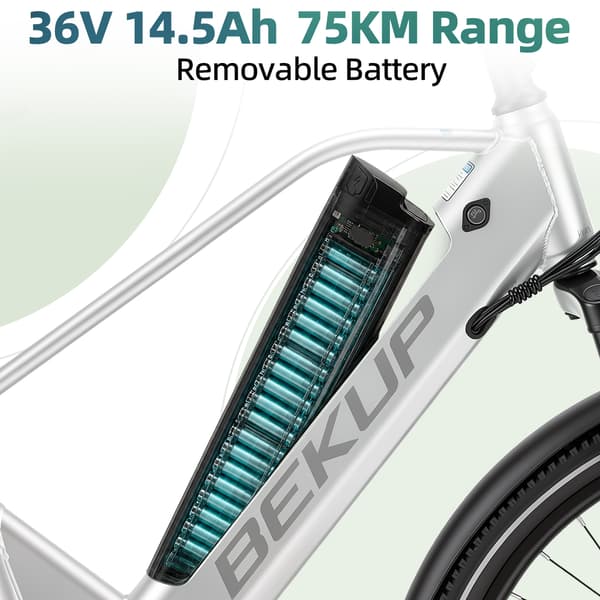 Hybrid Elcykel BEKUP V2, 26\" Mellanstegsram, Silver
