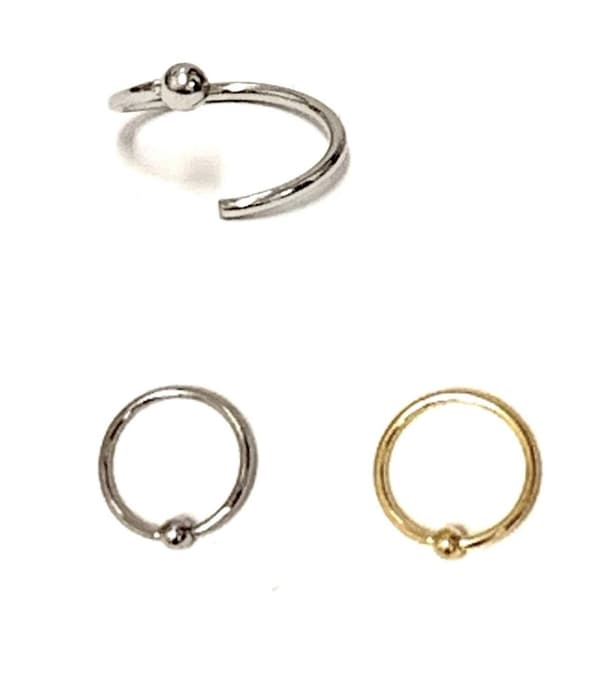 3st Extra tunna Flexibel BCR Ring med fixerad kula,innerdiameter 7mm/9mm