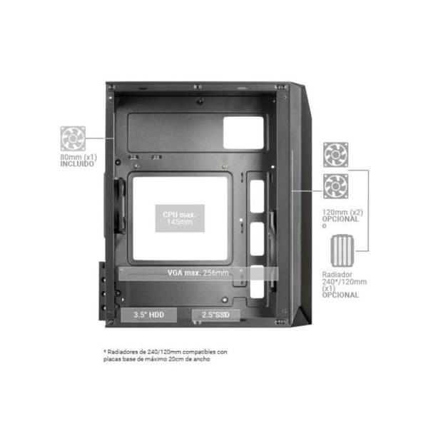ATX-chassi - Mars Gaming - MC-S1 - Vit - Mini-Torn - ARGB - Micro-ATX/Mini-ITX