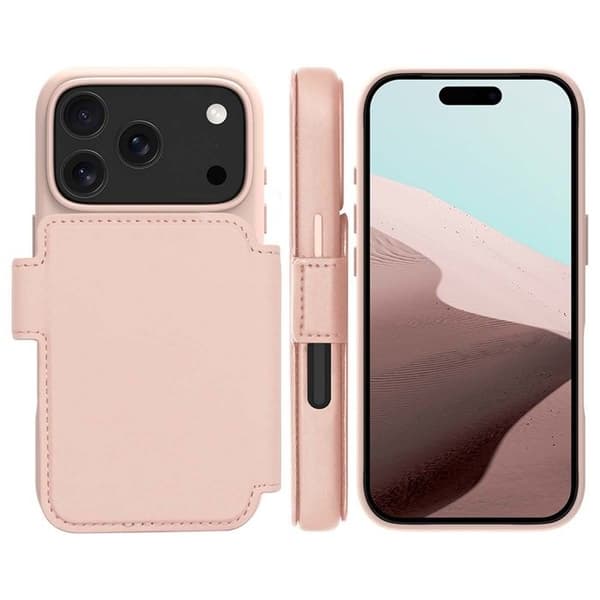 Plånboksfodral med Stödfunktion för iPhone 17 Pro material ICON DBRAMANTE1928 Rosa