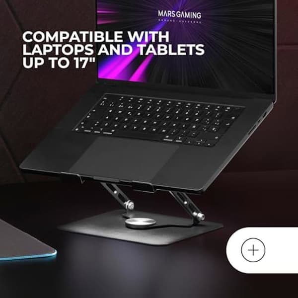 Stöd för bärbara datorer - MARS GAMING - MA-RSN - Justerbart - 360° lutning - Fällbart