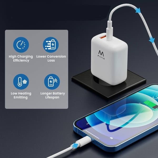 Laddare Ewent EW1329 45W USB-A/USB-C Vit