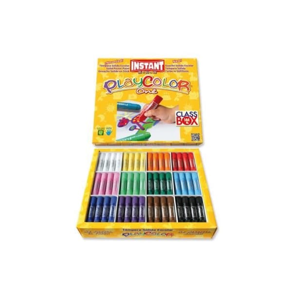 LEKFÄRG - Solida gouachefärgstavar 10g - 144 st - assorterade färger - BASIC ONE CLASS BOX TU Sortiment