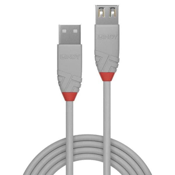 Professionell USB 2.0 typ A förlängningskabel - LINDY - Anthra Line - 2m - Grå