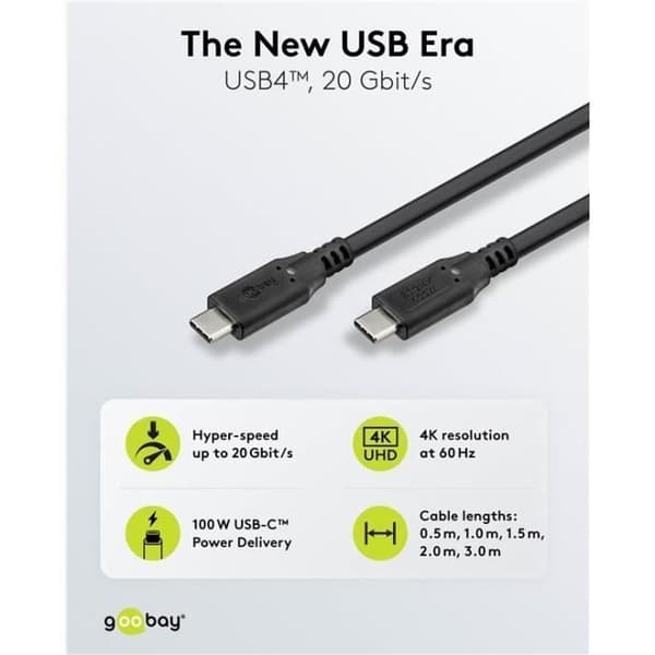 USB-C™-kabel - GOOBAY - USB4™ - 100 W - 20 Gbit/s - 1 m