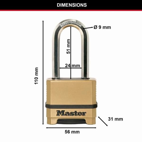 Cadenas - Master Lock - M175EURDLH - 50 mm - Programmerbar - Zink Kromad