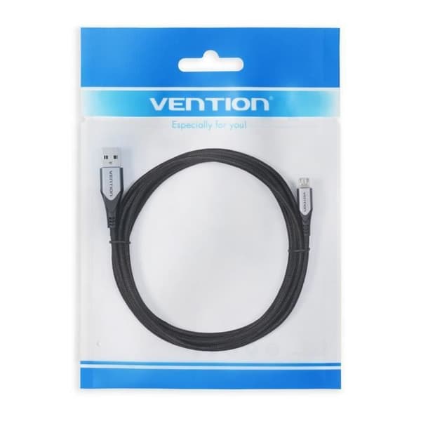 USB/Micro USB-kabel - Vention - 1m - Snabbladdning - Dataöverföring - Svart/Grå