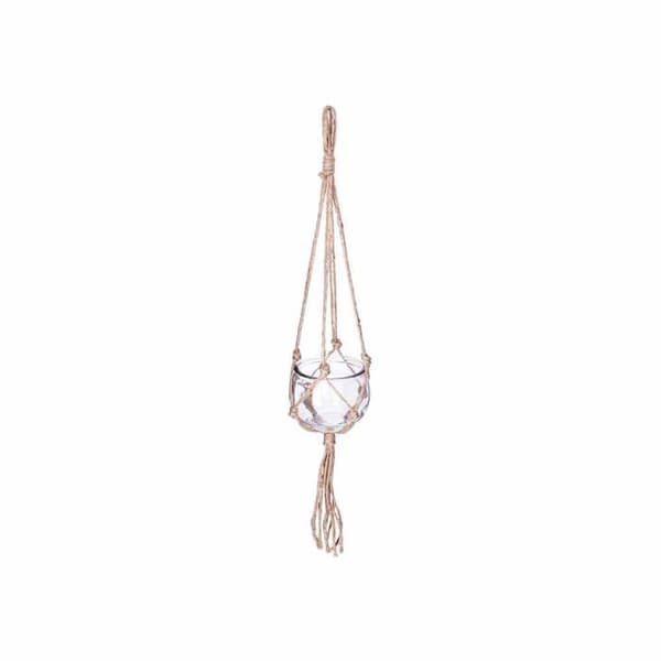 Hängande kruka glas och jute D11cm