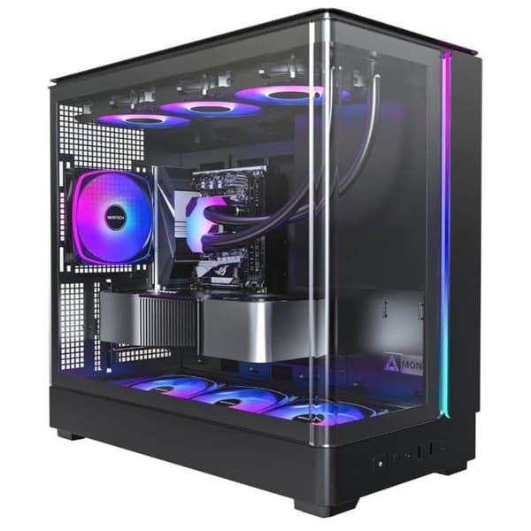 Mellanstor datorlåda svart - Montech - Montech King 15 Pro - mATX / mini-ITX format - Stål, härdat glas