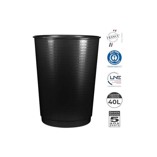 Papperskorg Maxi Kapacitet Pro Svart 40 L - Polypropen, 49 Cm