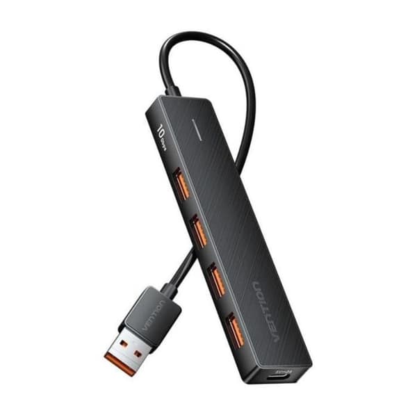 USB 3.2-hubb - VENTION - CHOBB - 4x USB-A - 1x USB-C - 15cm - Svart
