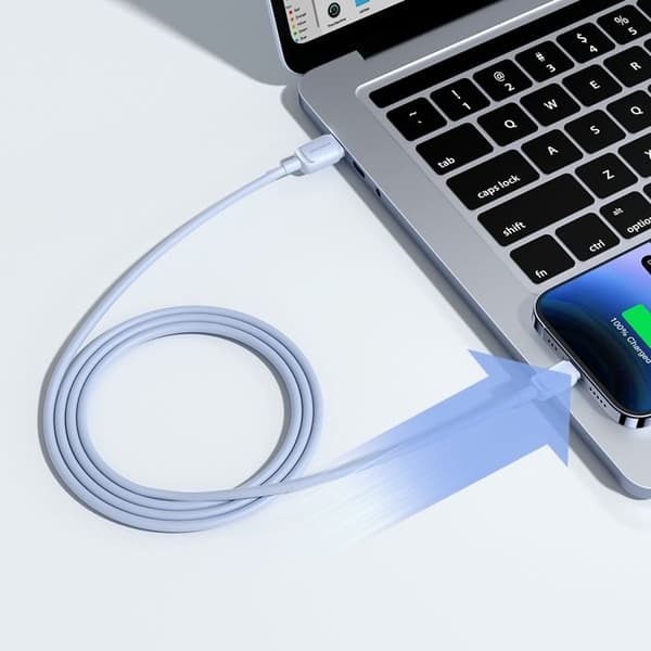 USB-A - Lightning-kabel 2,4 A för iPhone, 1,2 m, blå