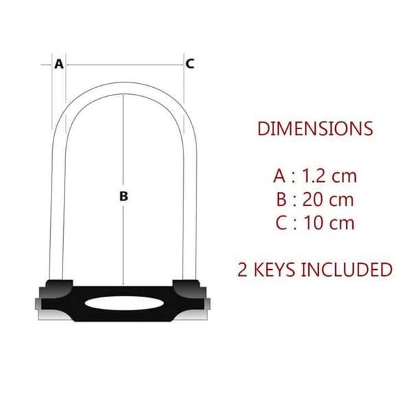 Masterlock U-lås - H.180mm Ø12mm - Svart