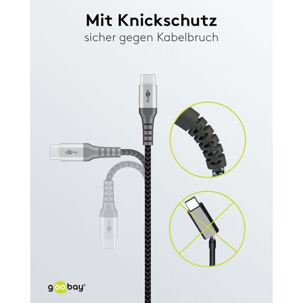 USB 2.0 Typ C-kabel - Goobay - 1 m - Grå - Datatransfer - PVC