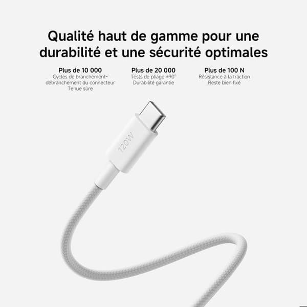 USB-C-kabel - XIAOMI - 6A - 1m - Flätad - Dataöverföring