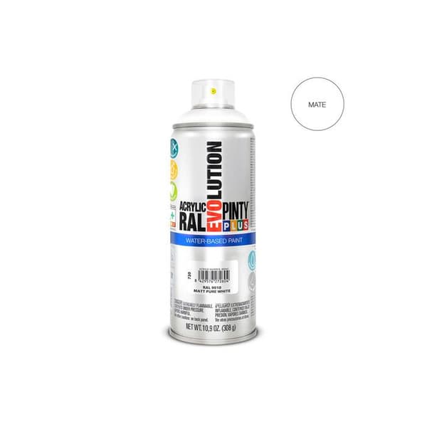 Sprayfärg Pintyplus Evolution Vattenbaserad 520cc Ral 9010 Ren Vit Matt