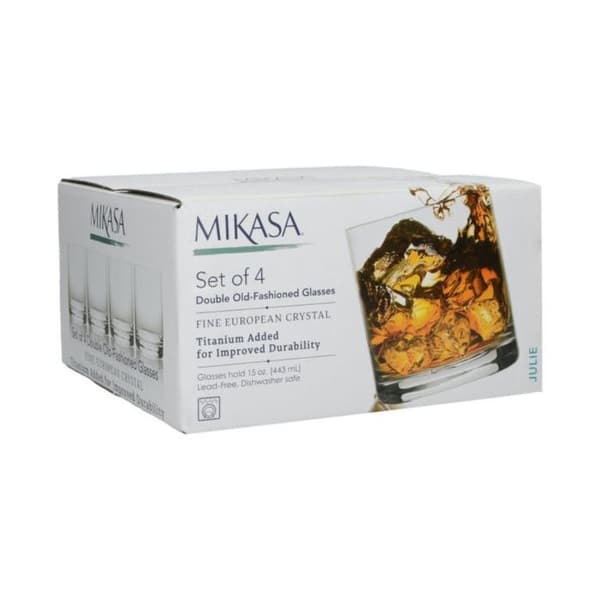 Set med 4 Mikasa Julie Double Old Fashioned dricksglas.