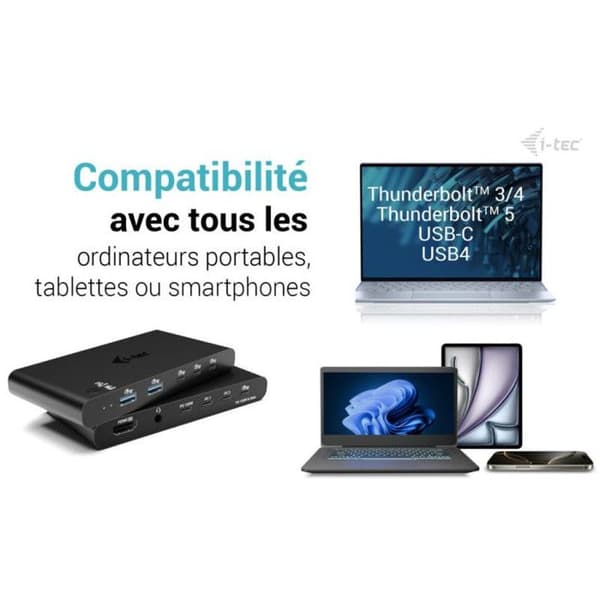 i-tec KVM-dockningsstation HDMI för 2 värdar, Power Delivery 2x 100W