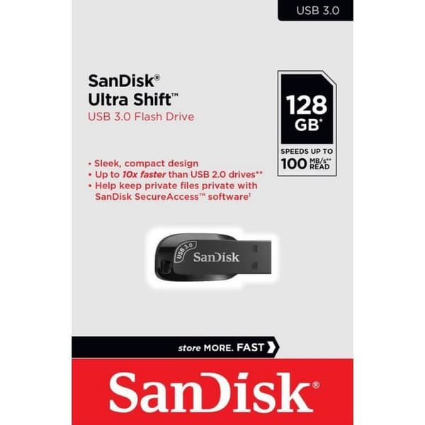 Clé USB Sandisk Ultra Shift 128 Go USB 3.0 100MB/s