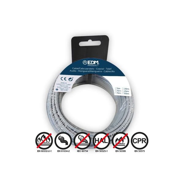 Elastisk elektrisk kabelspole 1,5mm Grå Utan Halogen 5m