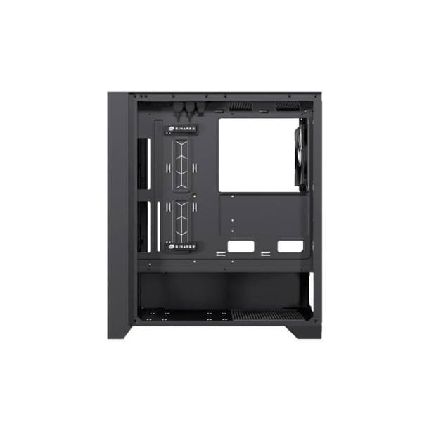 PC-låda Einarex Pulse P600 Core Black med utbytbar panel i mesh/tempered glas, stöd för 6 fläktar, kylning
