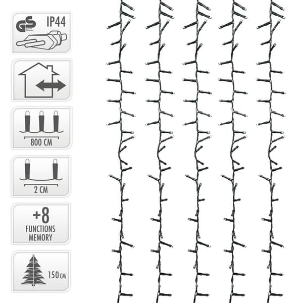 JULBELYSNING 400 LED, 8MT, 8 LJUSLEKAR, EXTRA VARM VIT