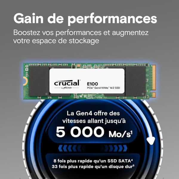 CRUCIAL - E100 - Intern SSD - 480 Go - M.2 2280